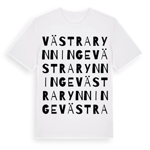 Västra Rynninge ordlek t-shirt – ekologisk bomull t-shirt från Pinshirt