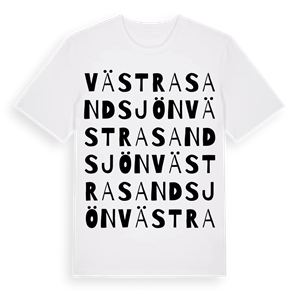 Västra Sandsjön ordlek t-shirt – ekologisk bomull t-shirt från Pinshirt