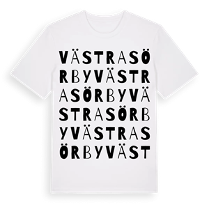 Västra Sörby ordlek t-shirt – ekologisk bomull t-shirt från Pinshirt