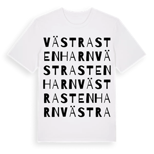 Västra Stenharn ordlek t-shirt – ekologisk bomull t-shirt från Pinshirt