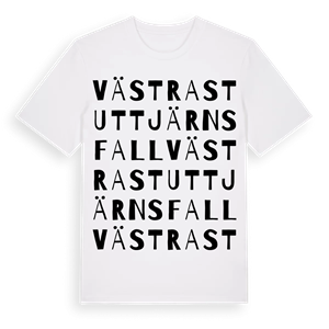 Västra Stuttjärnsfall ordlek t-shirt – ekologisk bomull t-shirt från Pinshirt