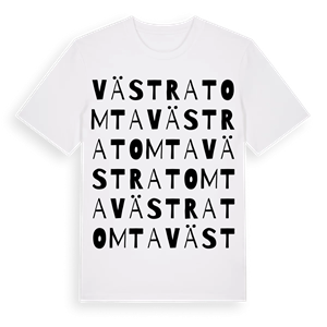 Västra Tomta ordlek t-shirt – ekologisk bomull t-shirt från Pinshirt