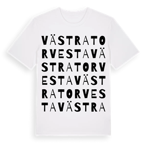 Västra Torvesta ordlek t-shirt – ekologisk bomull t-shirt från Pinshirt