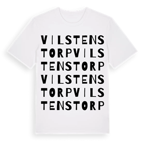 Vilstenstorp ordlek t-shirt – ekologisk bomull t-shirt från Pinshirt