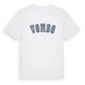 Vombo college t-shirt – ekologisk bomull t-shirt från Pinshirt