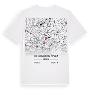 Osječko-baranjska županija karta t-shirt – ekologisk bomull t-shirt från Pinshirt