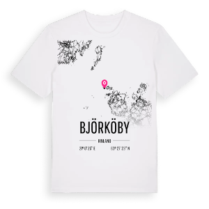 Björköby karta t-shirt – ekologisk bomull t-shirt från Pinshirt