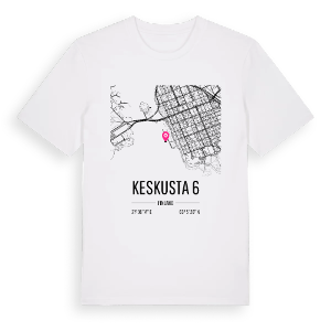 Keskusta 6 karta t-shirt – ekologisk bomull t-shirt från Pinshirt