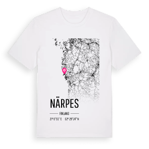 Närpes karta t-shirt – ekologisk bomull t-shirt från Pinshirt