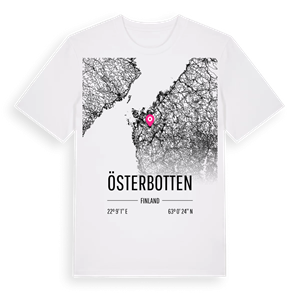 Österbotten karta t-shirt – ekologisk bomull t-shirt från Pinshirt