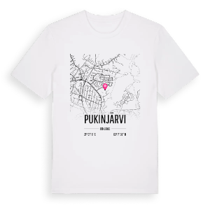 Pukinjärvi karta t-shirt – ekologisk bomull t-shirt från Pinshirt