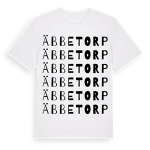 Äbbetorp ordlek t-shirt – ekologisk bomull t-shirt från Pinshirt