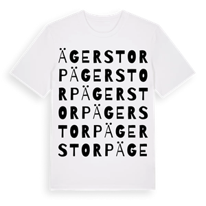 Ägerstorp ordlek t-shirt – ekologisk bomull t-shirt från Pinshirt