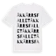 White t-shirt med Åkkärrsfallet ordlek t-shirt