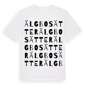 Älgbosätter ordlek t-shirt – ekologisk bomull t-shirt från Pinshirt