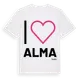 White t-shirt med Jag älskar Alma t-shirt stort tryck