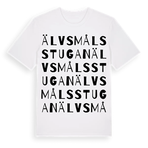 Älvsmålsstugan ordlek t-shirt – ekologisk bomull t-shirt från Pinshirt