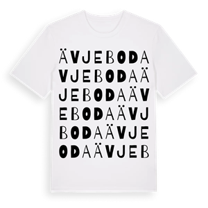 Ävjeboda ordlek t-shirt – ekologisk bomull t-shirt från PinShirt
