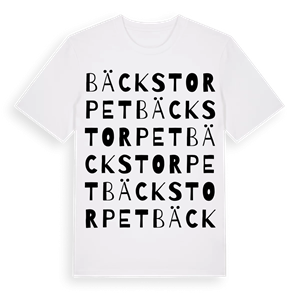 Bäckstorpet ordlek t-shirt – ekologisk bomull t-shirt från Pinshirt