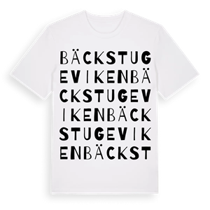 Bäckstugeviken ordlek t-shirt – ekologisk bomull t-shirt från Pinshirt