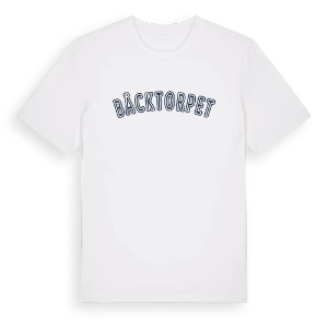 Bäcktorpet college t-shirt – ekologisk bomull t-shirt från Pinshirt