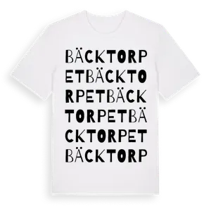 Bäcktorpet ordlek t-shirt – ekologisk bomull t-shirt från Pinshirt