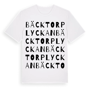 Bäcktorplyckan ordlek t-shirt – ekologisk bomull t-shirt från Pinshirt