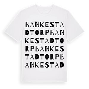 Bankestadtorp ordlek t-shirt – ekologisk bomull t-shirt från PinShirt