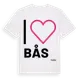 White t-shirt med Jag älskar Bås t-shirt stort tryck