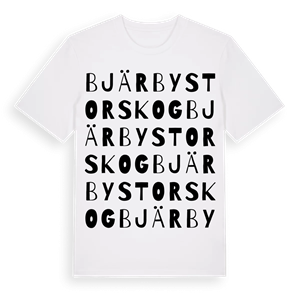 Bjärby storskog ordlek t-shirt – ekologisk bomull t-shirt från Pinshirt