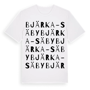 Bjärka-Säby ordlek t-shirt – ekologisk bomull t-shirt från Pinshirt