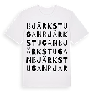 Bjärkstugan ordlek t-shirt – ekologisk bomull t-shirt från Pinshirt