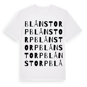 Blånstorp ordlek t-shirt – ekologisk bomull t-shirt från Pinshirt