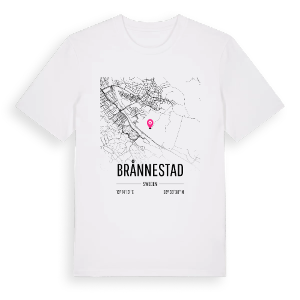 Brånnestad karta t-shirt – ekologisk bomull t-shirt från Pinshirt