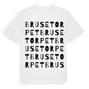 Brusetorpet ordlek t-shirt – ekologisk bomull t-shirt från Pinshirt