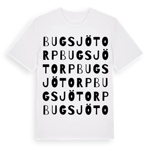 Bugsjötorp ordlek t-shirt – ekologisk bomull t-shirt från Pinshirt