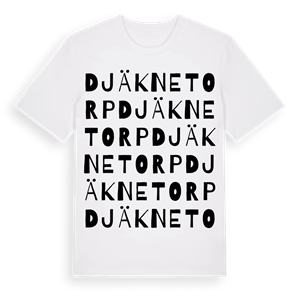 Djäknetorp ordlek t-shirt – ekologisk bomull t-shirt från Pinshirt