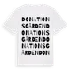 White t-shirt med Donationsgården ordlek t-shirt