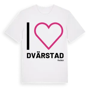 Jag älskar Dvärstad t-shirt stort tryck – ekologisk bomull t-shirt från Pinshirt
