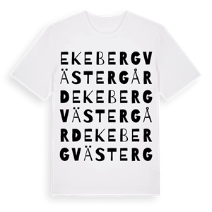 Ekeberg Västergård ordlek t-shirt – ekologisk bomull t-shirt från Pinshirt