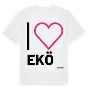 Jag älskar Ekö t-shirt stort tryck – ekologisk bomull t-shirt från Pinshirt