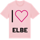 Pink Cotton t-shirt med Jag älskar Elbe t-shirt stort tryck