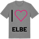 Mid Heather Gray t-shirt med Jag älskar Elbe t-shirt stort tryck