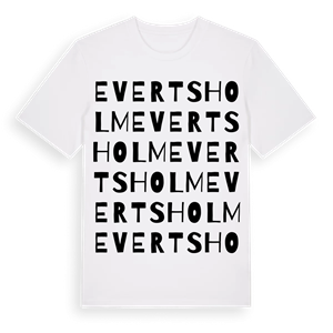 Evertsholm ordlek t-shirt – ekologisk bomull t-shirt från Pinshirt