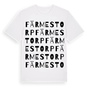 Färmestorp ordlek t-shirt – ekologisk bomull t-shirt från Pinshirt