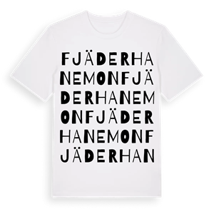 Fjäderhanemon ordlek t-shirt – ekologisk bomull t-shirt från Pinshirt