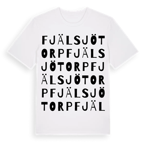 Fjälsjötorp ordlek t-shirt – ekologisk bomull t-shirt från Pinshirt