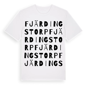 Fjärdingstorp ordlek t-shirt – ekologisk bomull t-shirt från Pinshirt