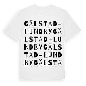 Gälstad-Lundby ordlek t-shirt – ekologisk bomull t-shirt från Pinshirt