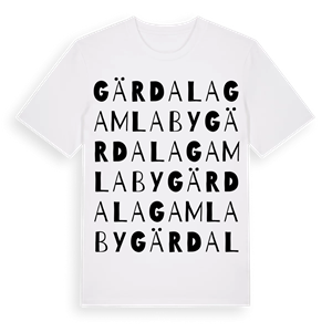 Gärdala Gamla By ordlek t-shirt – ekologisk bomull t-shirt från Pinshirt